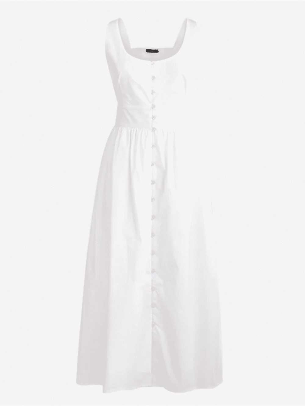 J. Crew White Button-Front Square-Neck Maxi Dress
